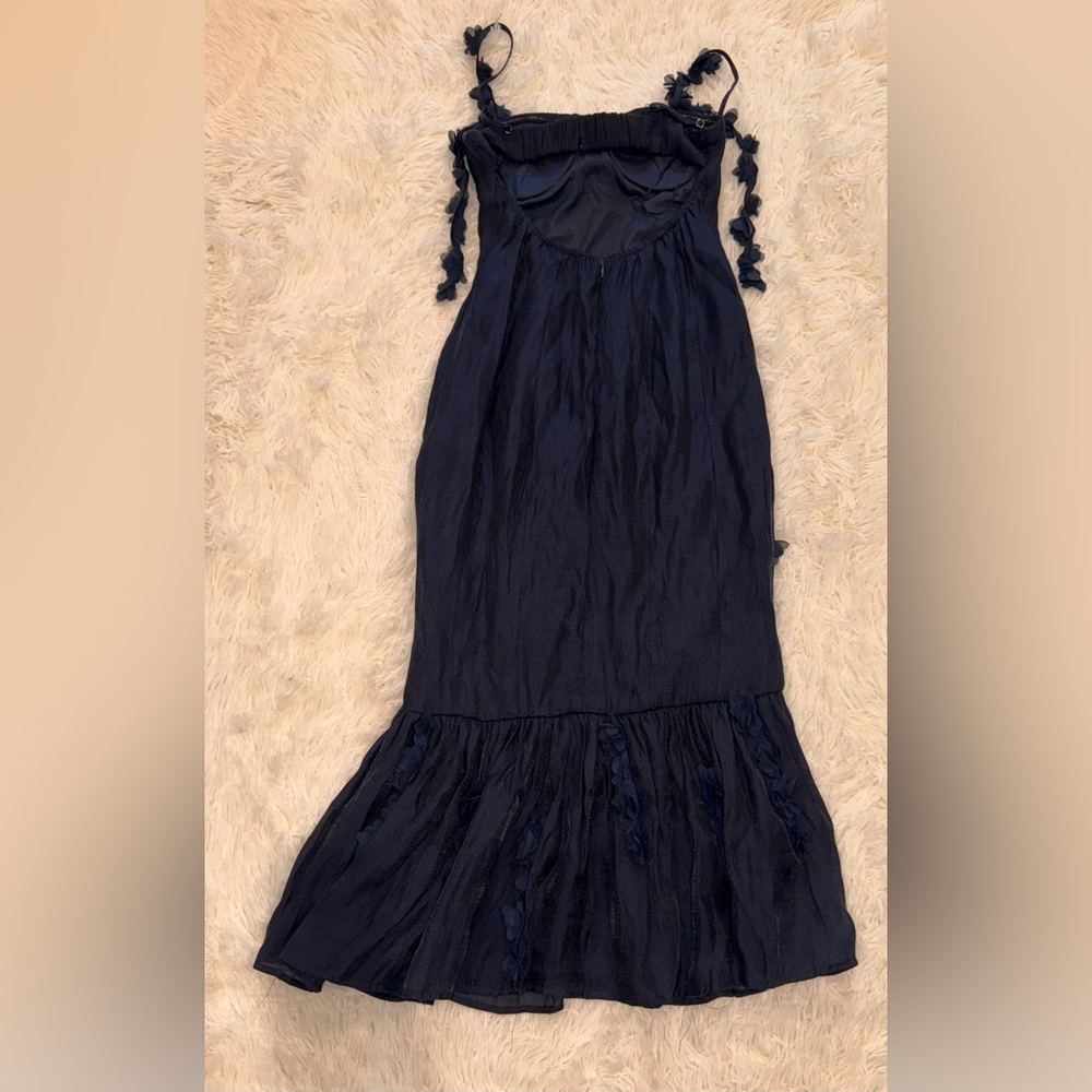 NEW PETAL & PUP Posedly Rosette Mermaid navy  Midi Dress sz M - Picture 9 of 12